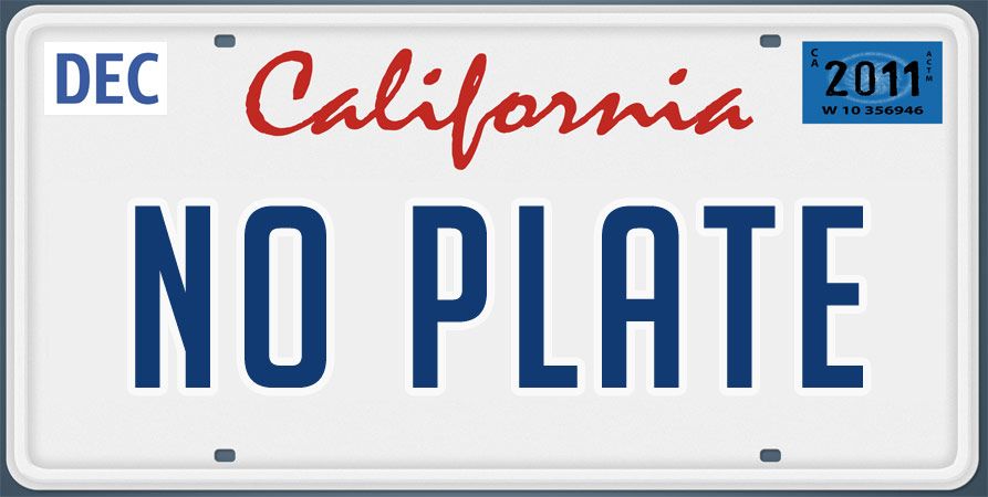 A California man who made a personalized license plate that said 'No Plate' and received more than 2500 parking tickets.