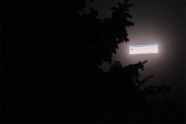 In 2009, a billboard in Odessa, Ukraine crashed in the fog, making it look like the sky was showing an error message.