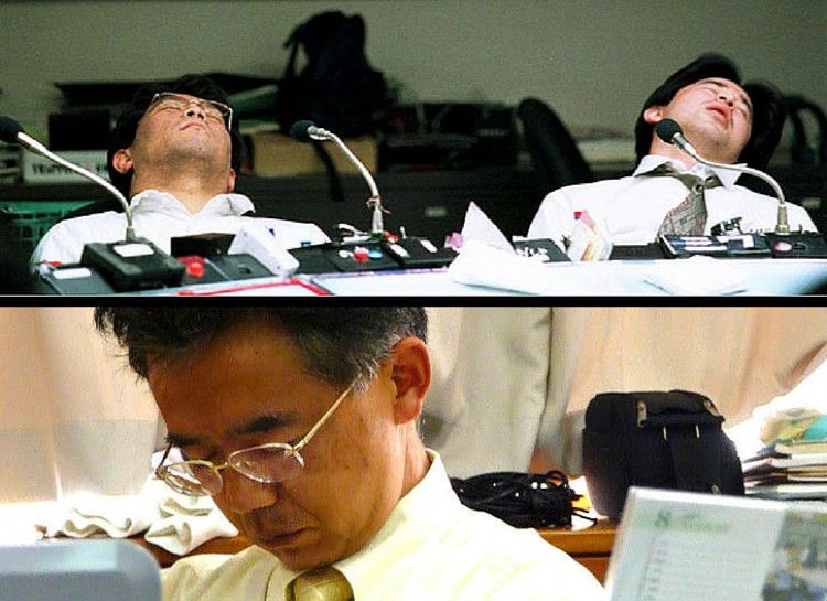 Sleeping on the job is acceptable in Japan, as it is seen as exhaustion from working too hard.