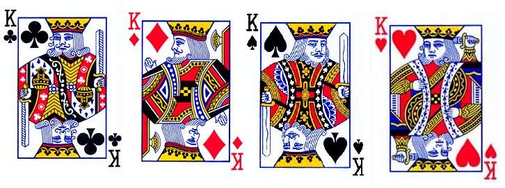 In a standard deck of cards, the King of Hearts is the only king without a mustache.