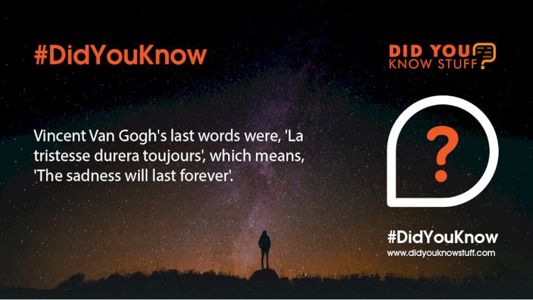 Vincent Van Gogh's last words were, 'La tristesse durera toujours', which means, 'The sadness will last forever'.